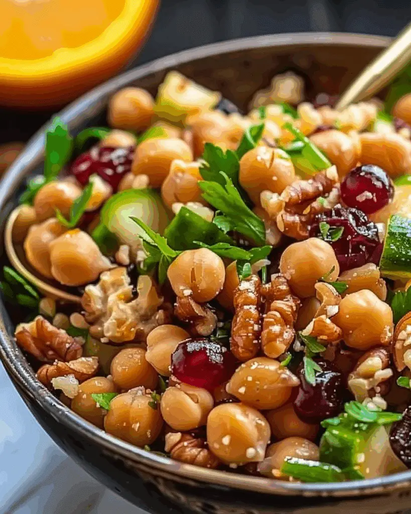Cranberry Walnut Chickpea Salad with Orange Vinaigrette