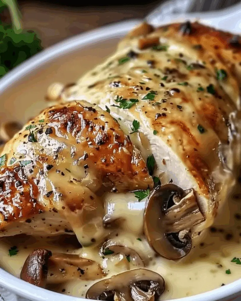 Garlic Butter Mushroom Stuffed Chicken