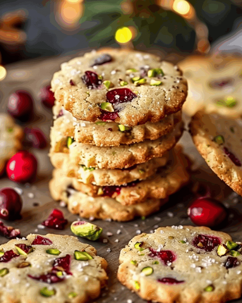 Cranberry Pistachio Shortbread Cookies