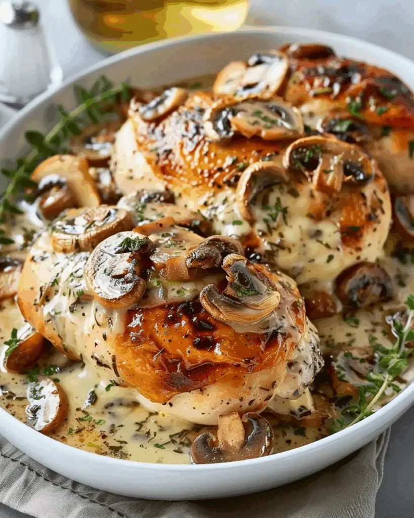 Savory Mushroom Cheese Stuffed Chicken