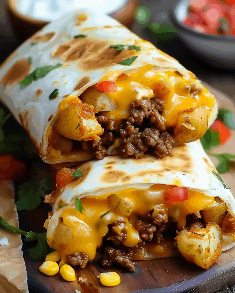 Cheesy Potato Burritos with Beef