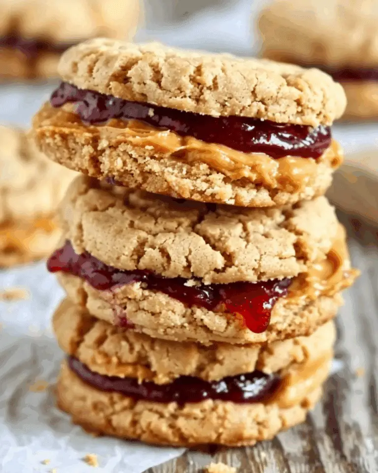 Healthy Flourless Peanut Butter & Jelly Cookie Sandwiches