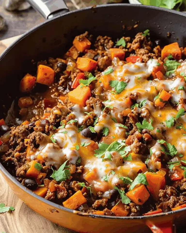 Southwest Ground Beef and Sweet Potato Skillet