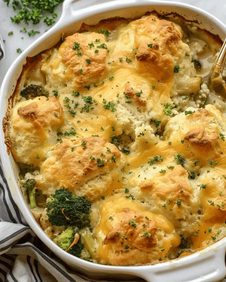 Broccoli Cheddar Biscuit Casserole