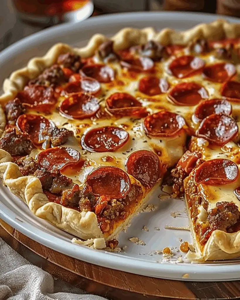 Deep Hamburger Sausage & Pepperoni Pie