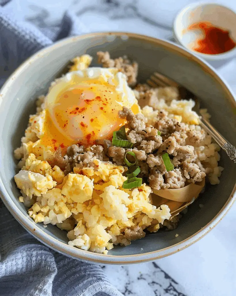 Air Fryer Breakfast Bowls (Sausage and Egg)