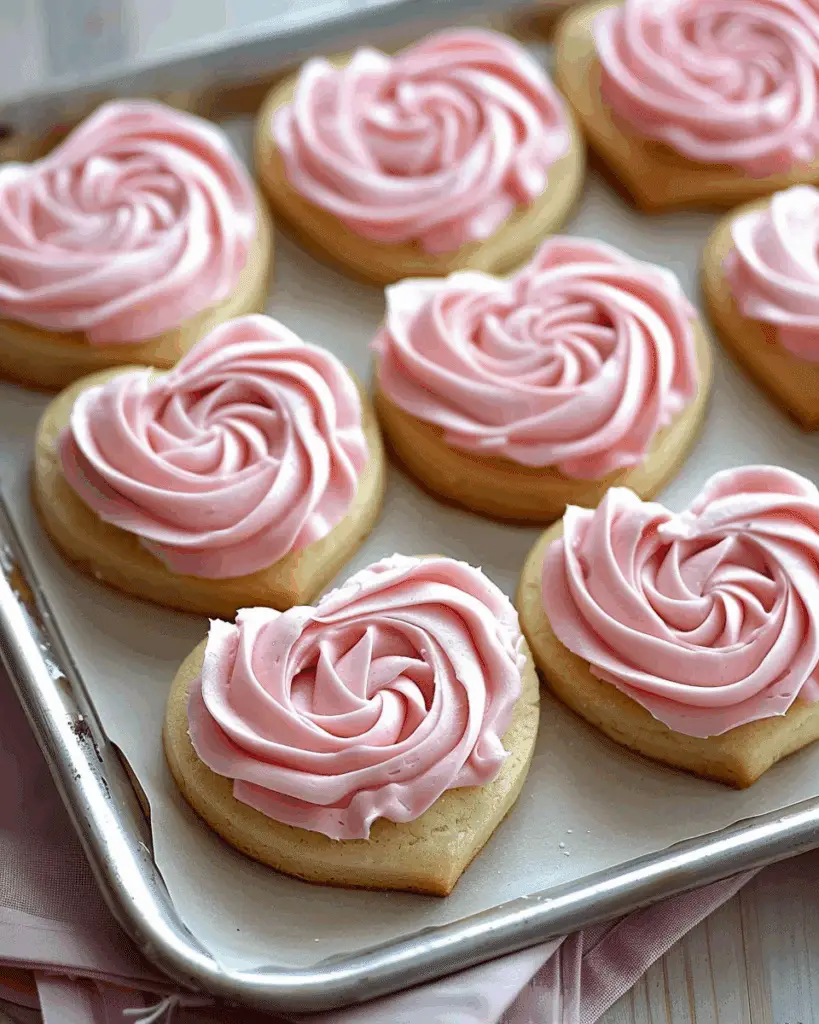 Heart-Shaped Sugar Cookies with Buttercream Roses