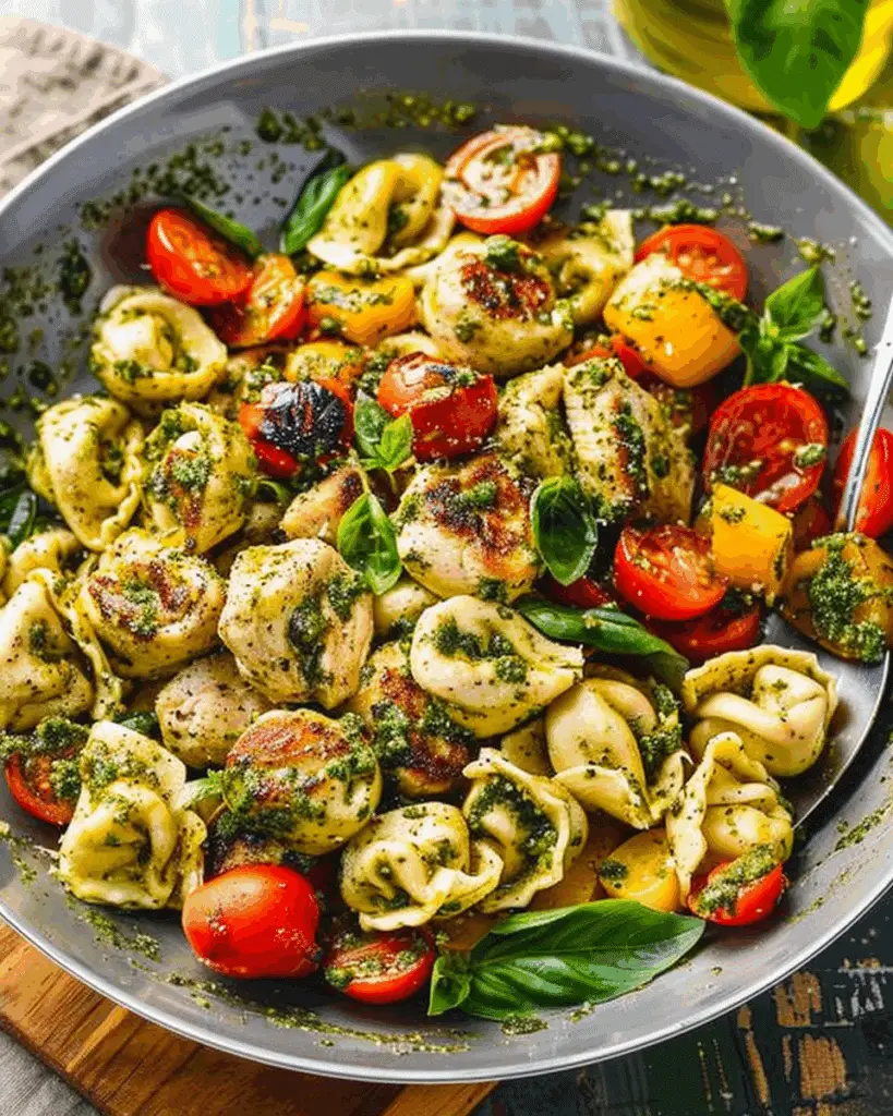 Pesto Chicken Tortellini and Veggies