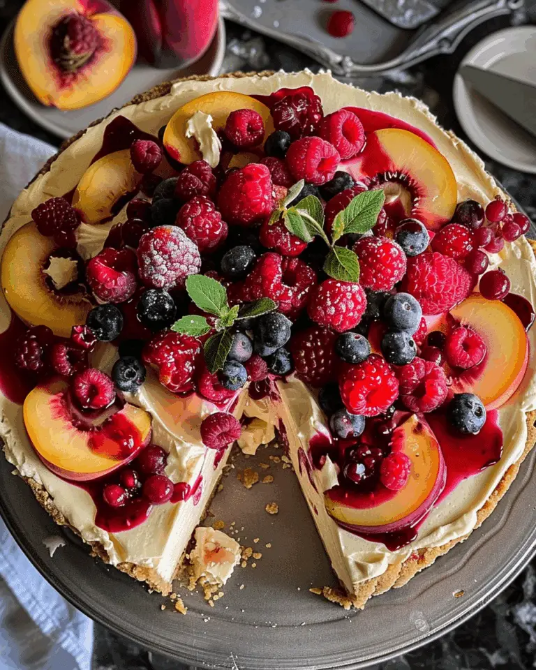 Summer Berry and Peach Cheesecake