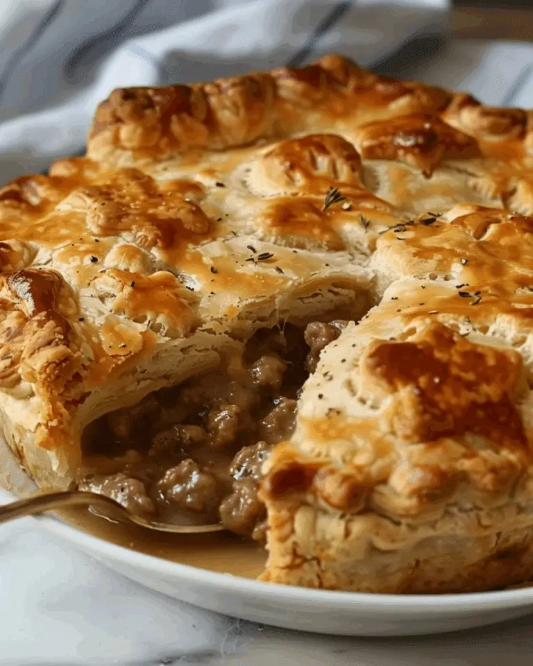 Sausage, Rich Gravy, and Biscuit Pie