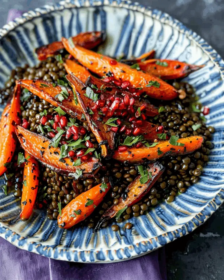 Black Lentils with Glazed Roasted Carrots