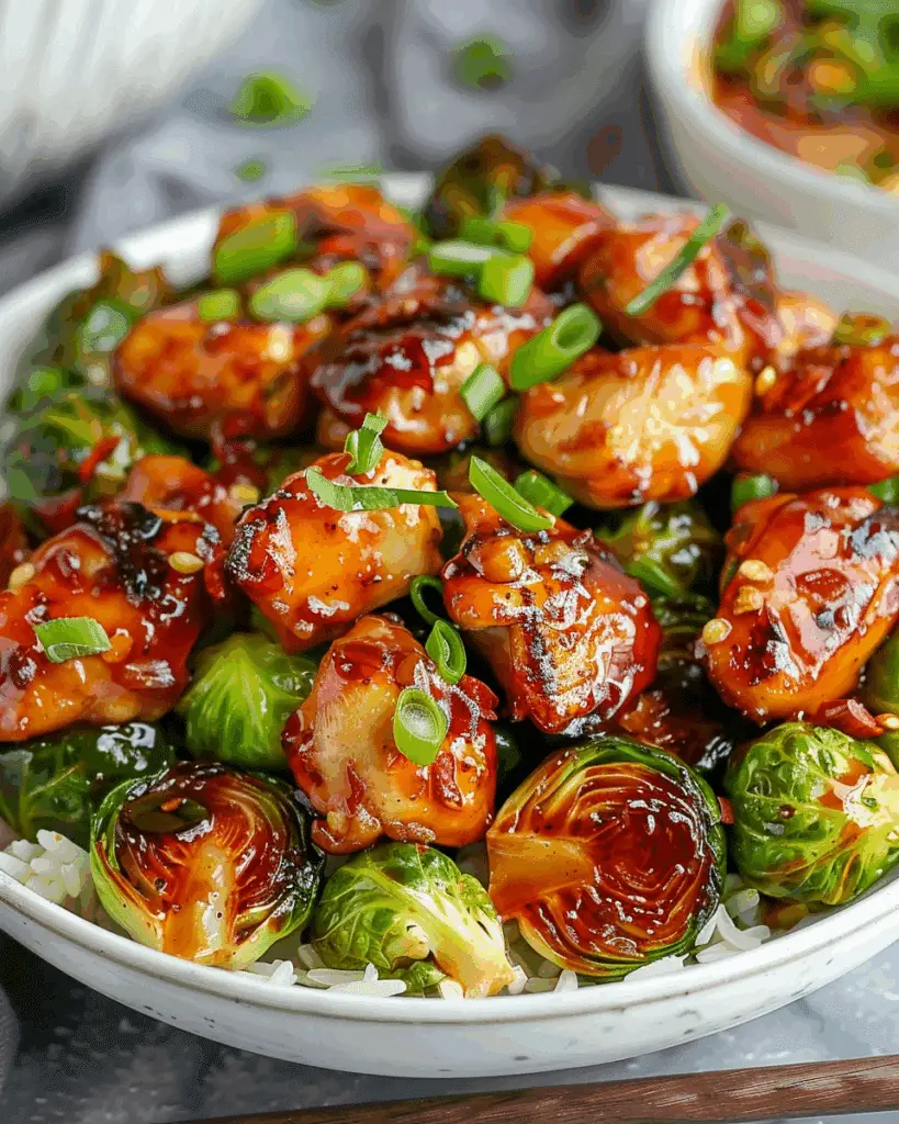 Air Fryer Sweet Chili Chicken and Brussels Sprouts