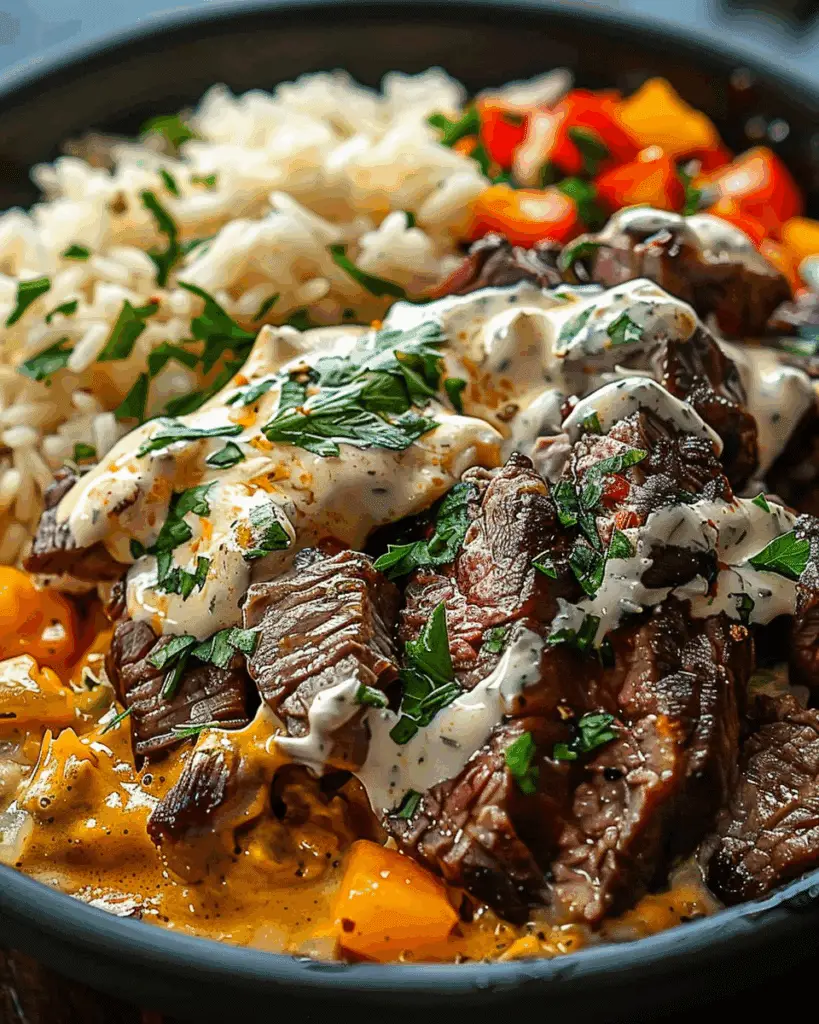 Cheesy Steak and Rice Bowl