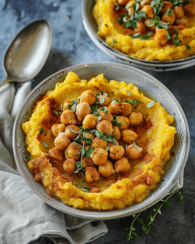Mashed Butternut Squash with Spiced Chickpeas