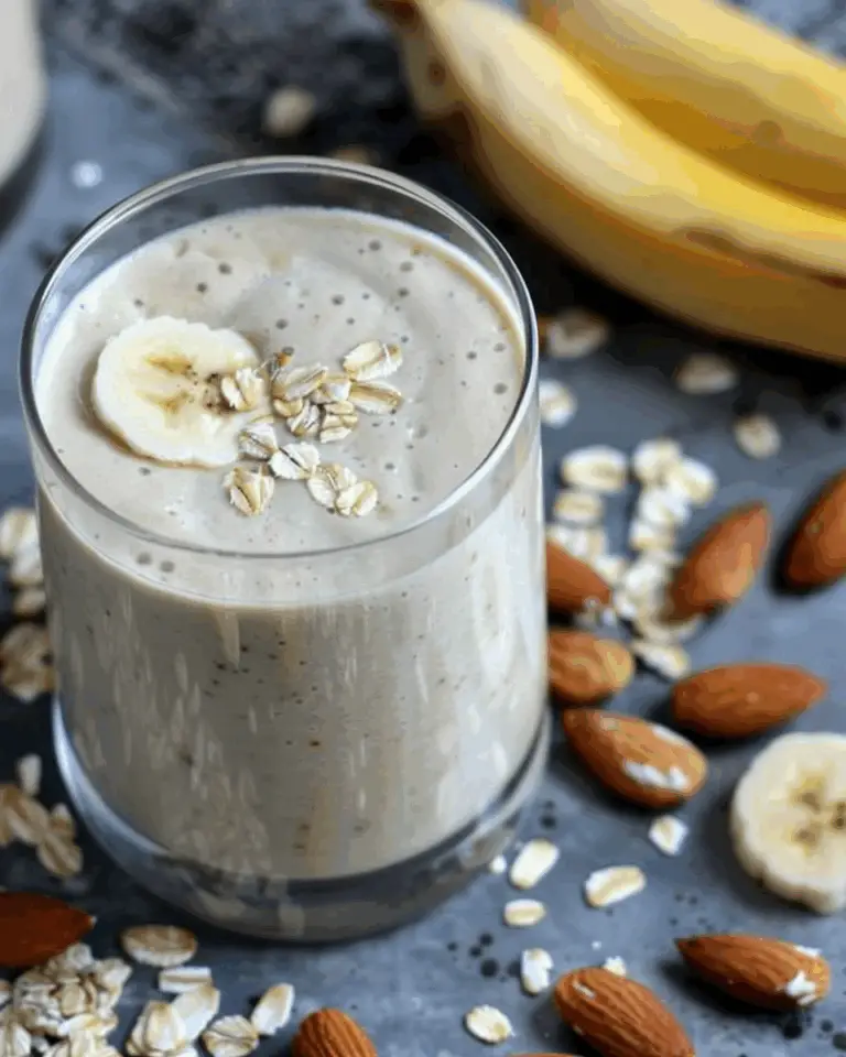 Vegan Almond Butter Banana Oatmeal Smoothie