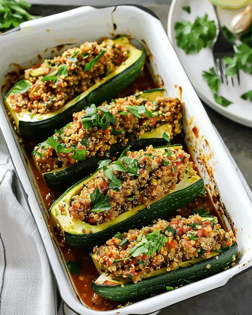 Vegan Quinoa Stuffed Zucchini Boats