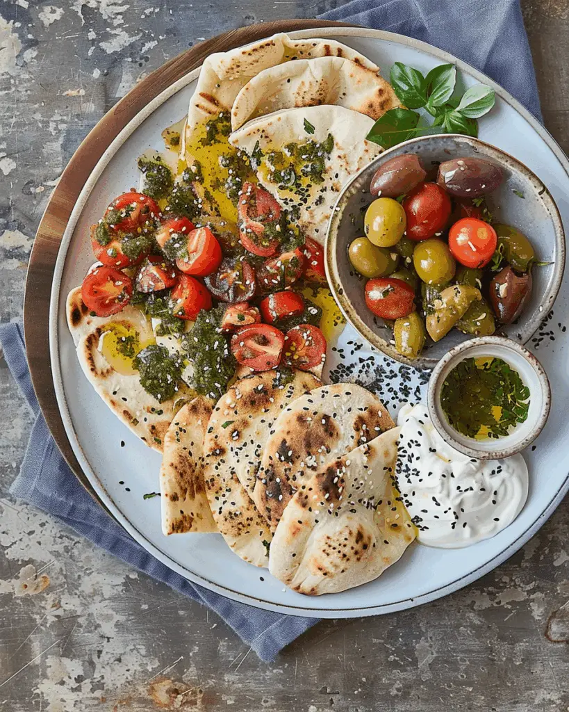 15-Minute Mezze Plate with Toasted Za’atar Pita Bread