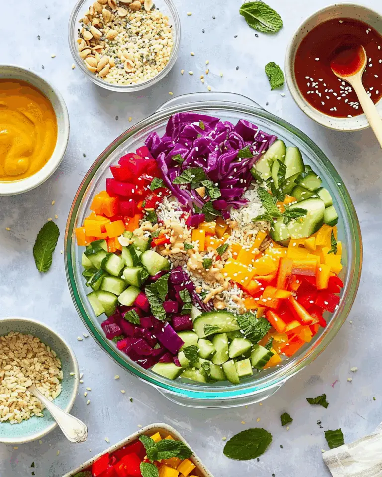 Chopped Rainbow Salad Bowls with Peanut Sauce