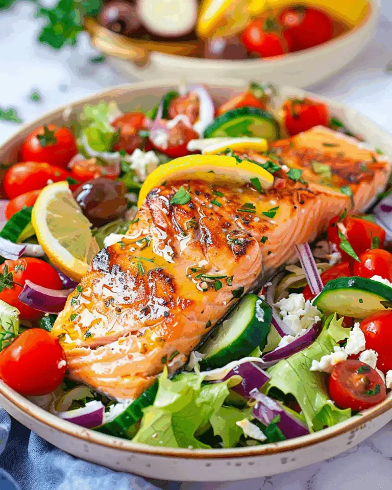 Greek Salmon Salad with Lemon Dressing