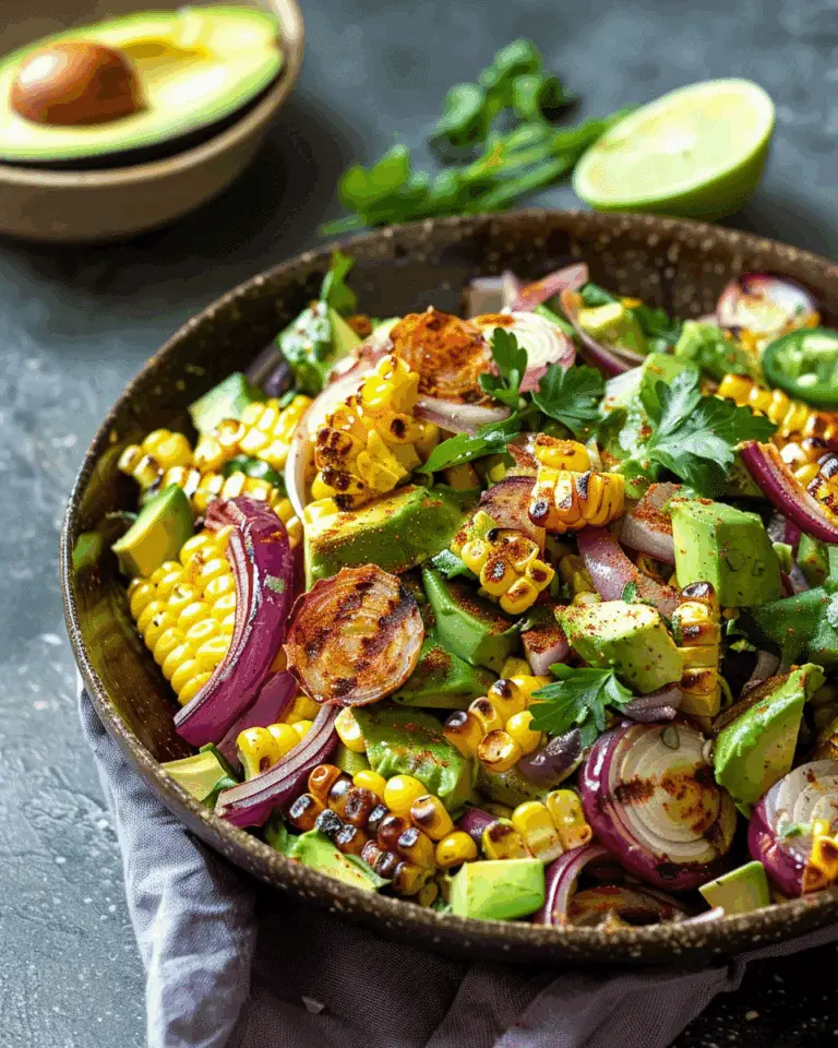 Charred Corn Avocado Salad with Roasted Red Onions