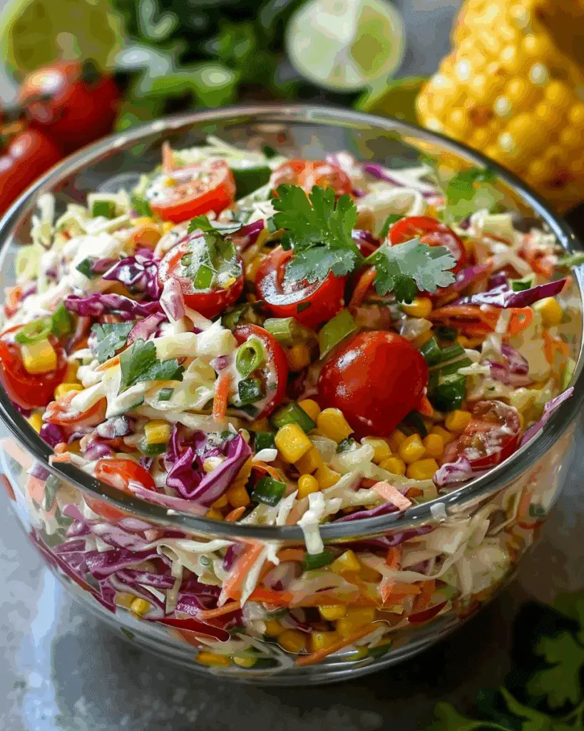 Layered Mexican Coleslaw Tomato Corn Salad