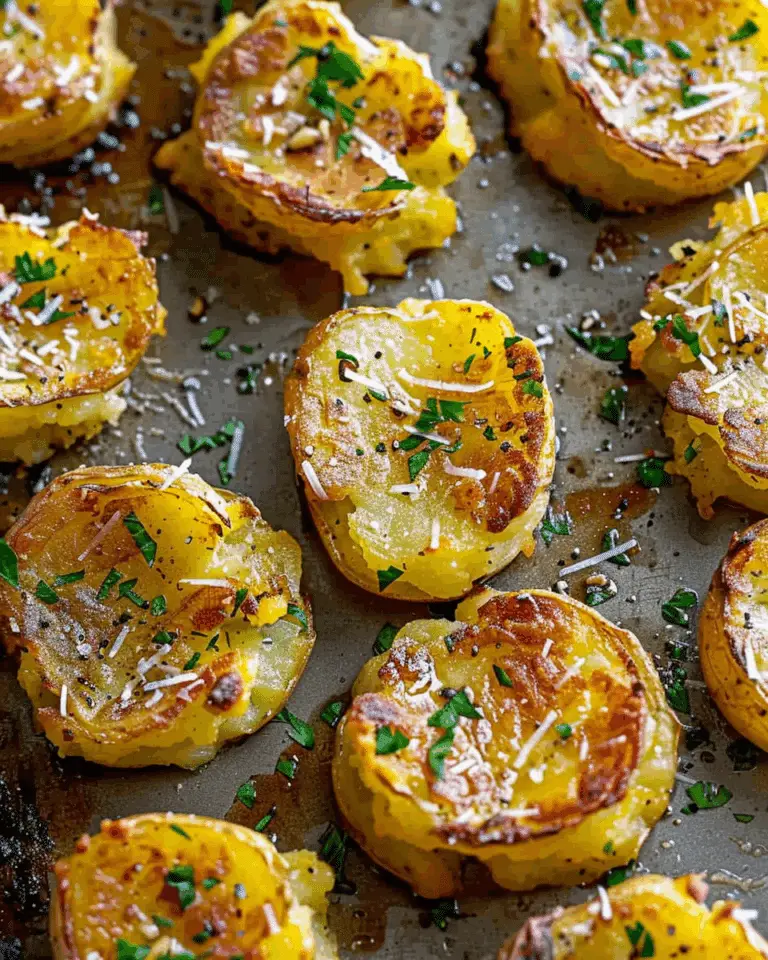 Baked Smashed Potatoes with Garlic & Parmesan 