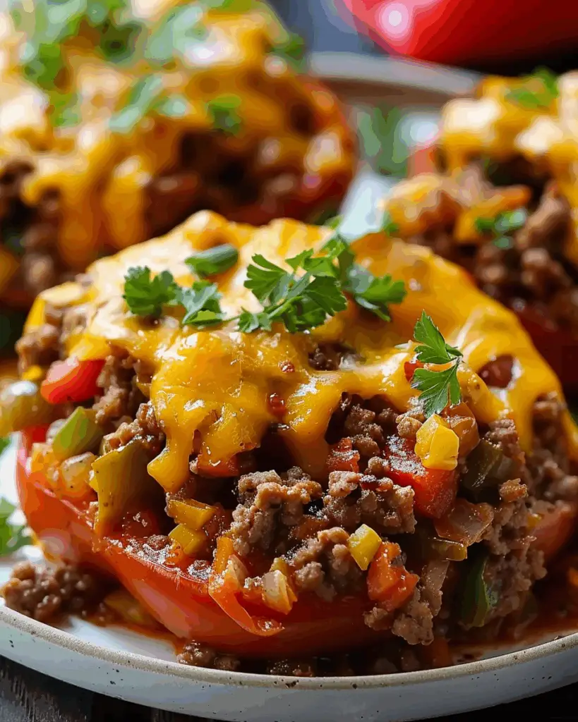 Cheesy Stuffed Pepper Beef Casserole