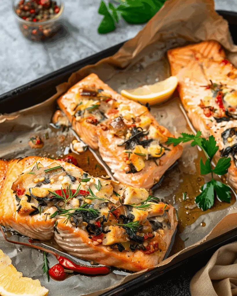 Mediterranean Stuffed Salmon