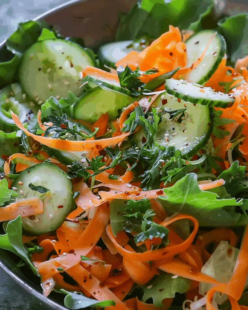 Carrot Cucumber Ribbon Mixed Greens Salad