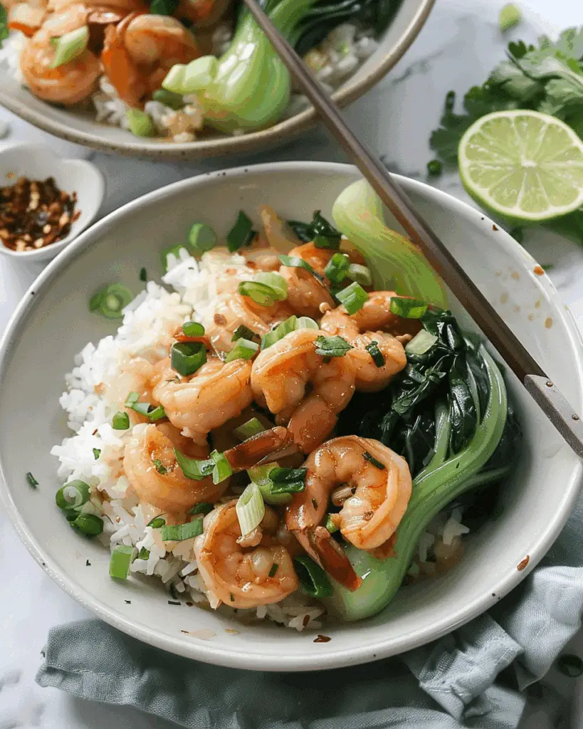 Ginger Shrimp Stir-Fry with Garlicky Bok Choy