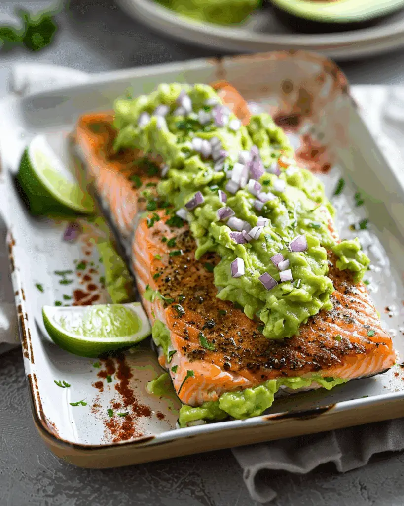 Baked Salmon with Avocado Mash