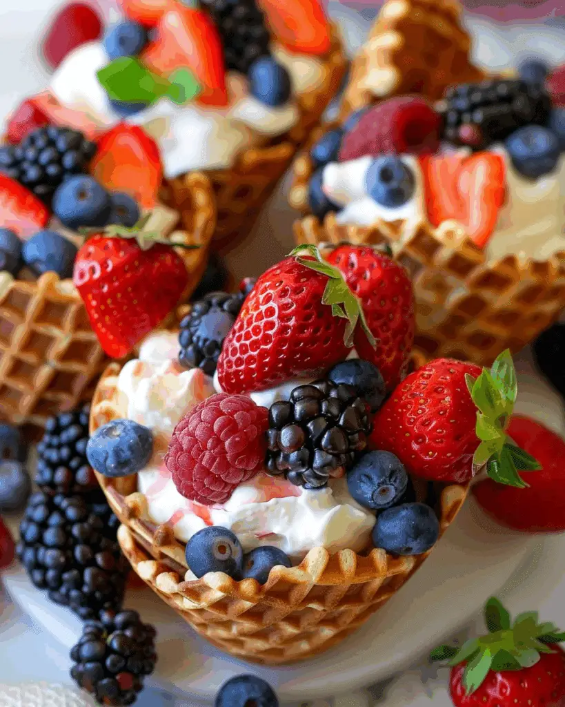 Waffle Cone Fruit and Yogurt Cups