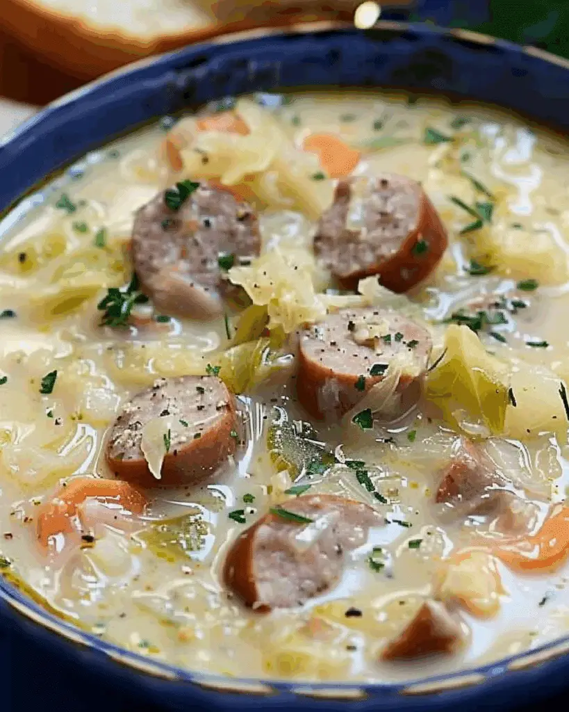 Creamy Cabbage and Bratwurst Soup