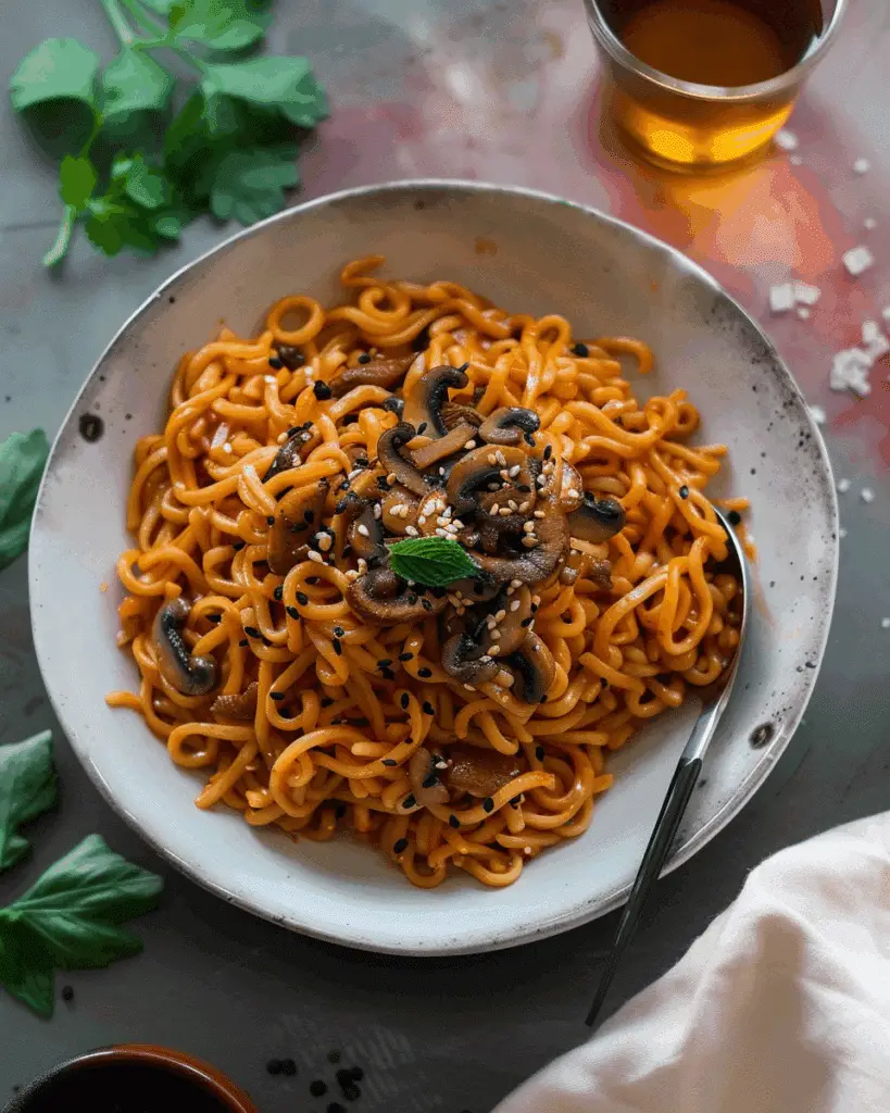 Spicy Sambal Mushroom Noodles