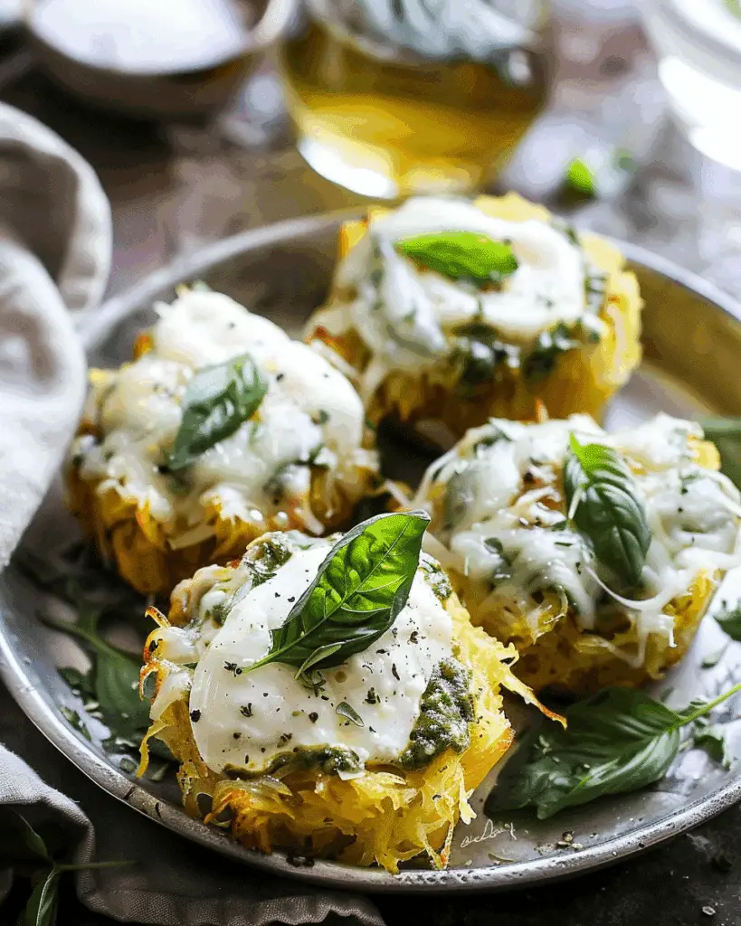 Burrata & Pesto Spaghetti Squash Muffin Pizzas