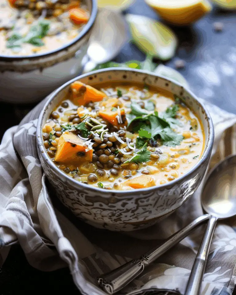 Coconut Sweet Potato Lentil Soup with Rice