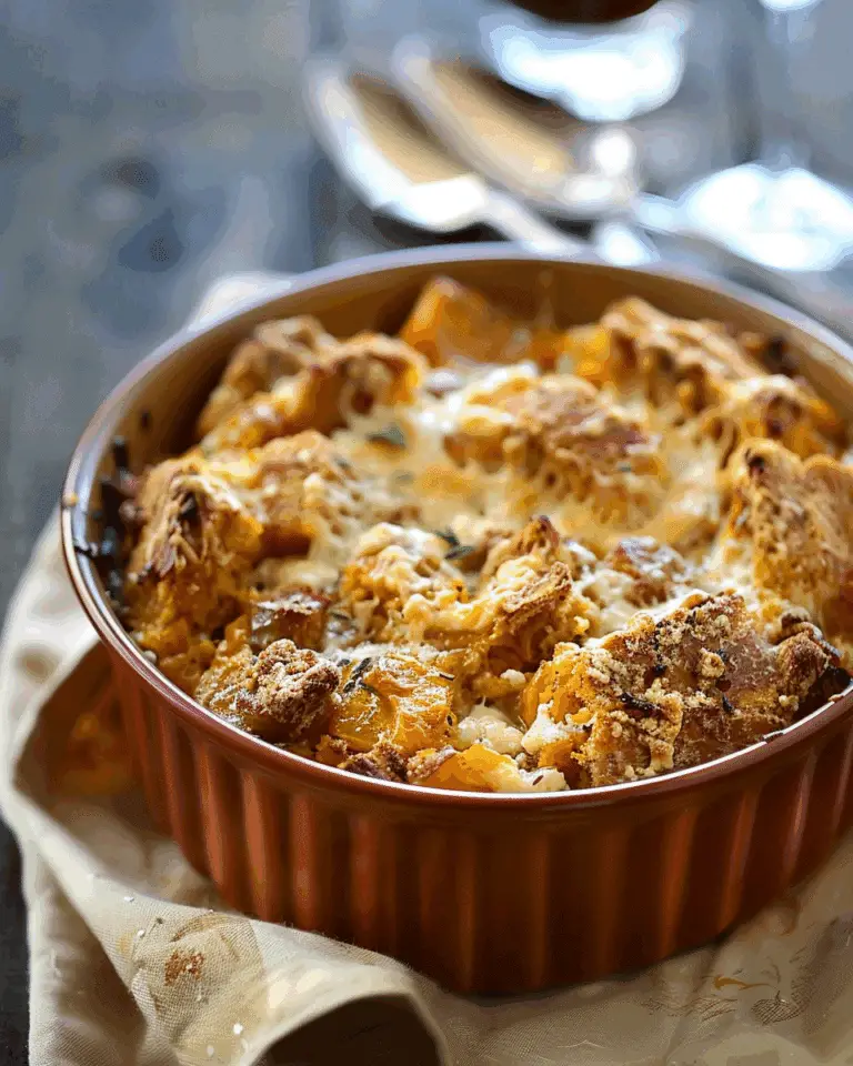 Pumpkin, Butternut Squash and Gorgonzola Bread Pudding