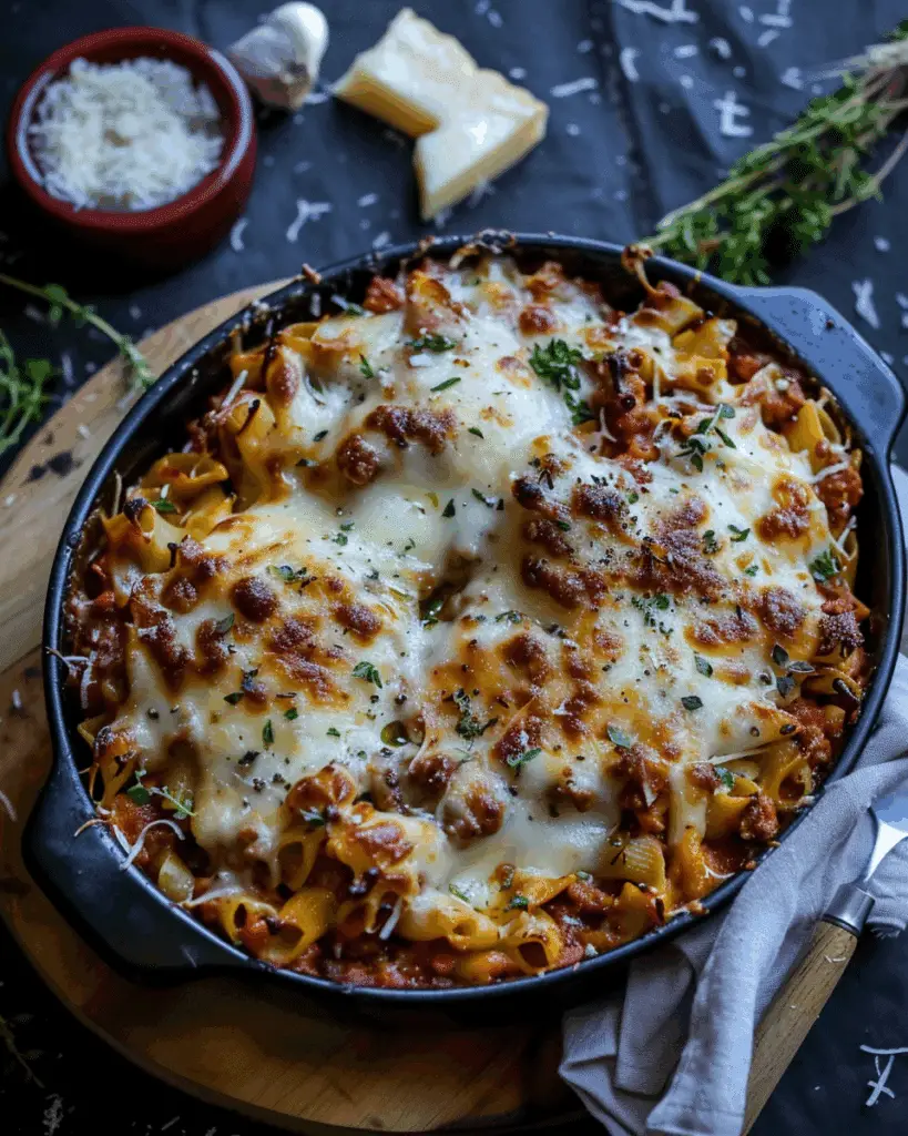 Butternut Squash Bolognese Pasta Bake with Melted Brie