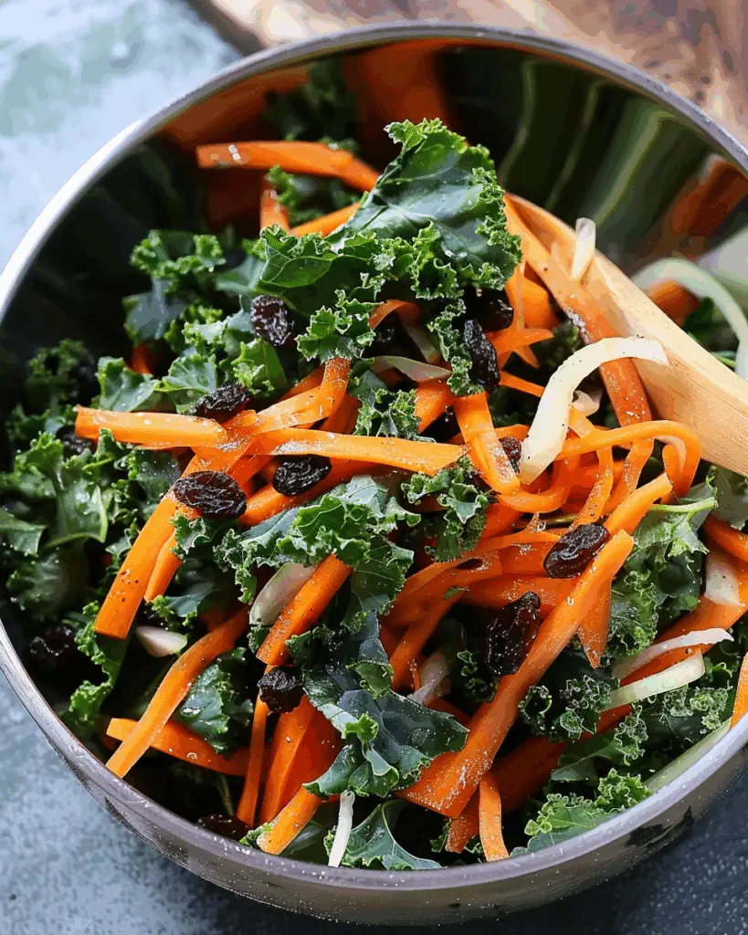 Apple Carrot Raisin Massaged Kale Salad