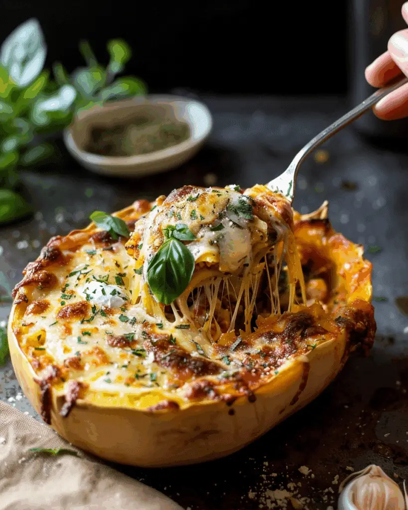 Roasted Garlic Spaghetti Squash Lasagna Boats