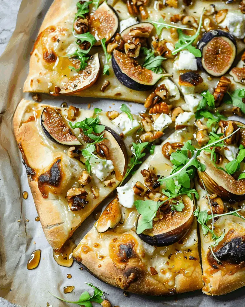 Fig, Pear, Walnut, Brie, Honey and Goat Cheese Pizza