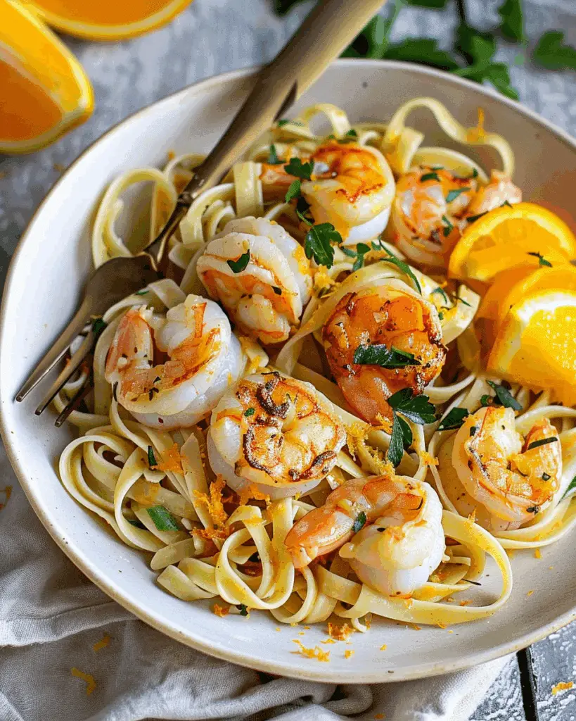 Shrimp Scallop Pasta With Orange Cream Sauce