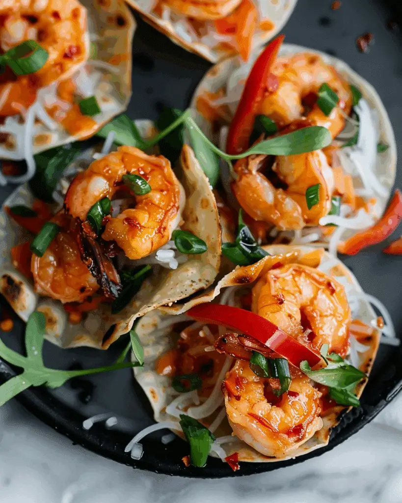 Spicy Shrimp with Rice Paper Chips (Asian Shrimp Taco)