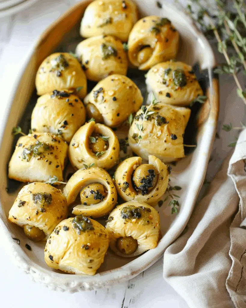 Garlic-Stuffed Olives in a Blanket