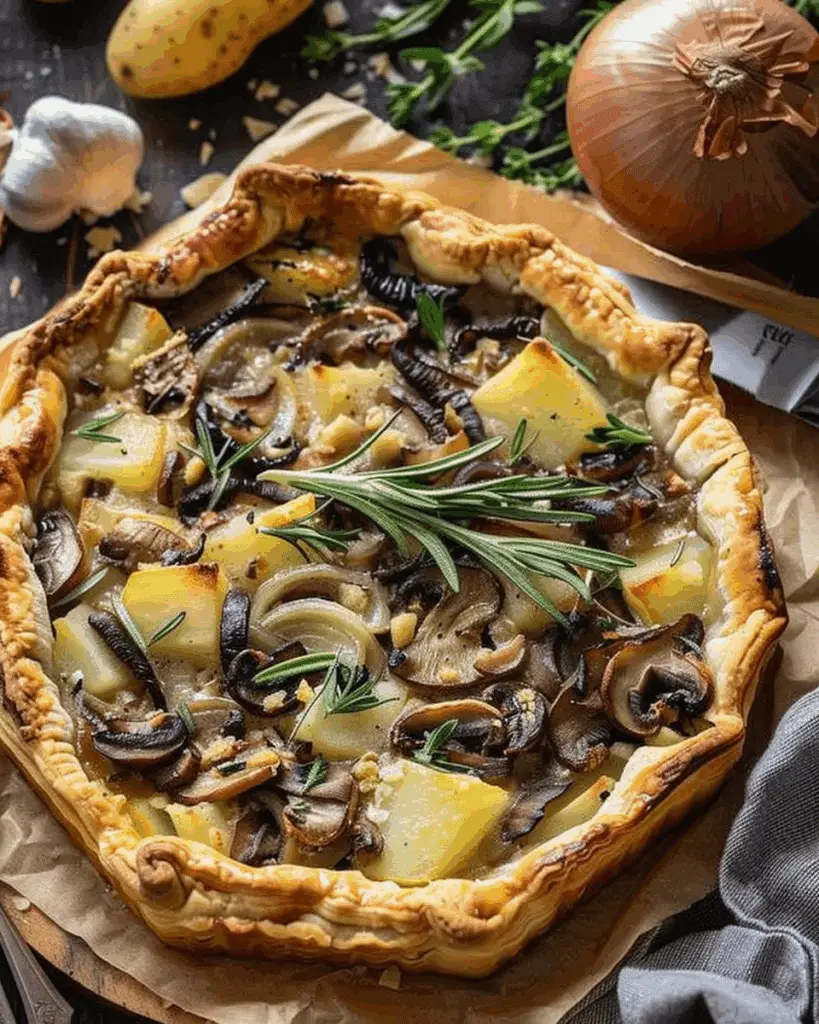 Wild Mushroom, Potato & Onion Tart