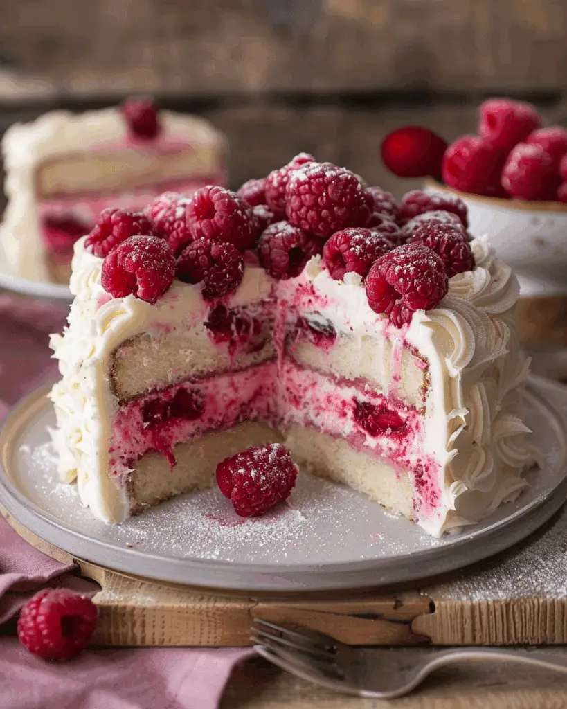 White Chocolate Raspberry Cake