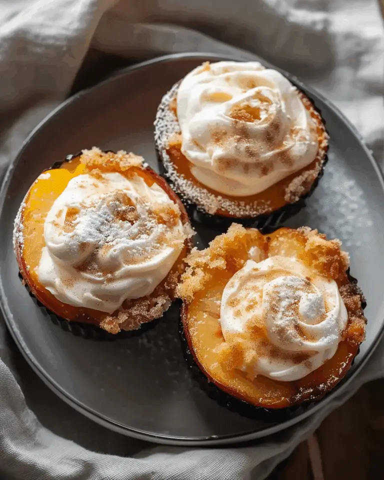 Cinnamon Sugar Baked Peaches with Cream