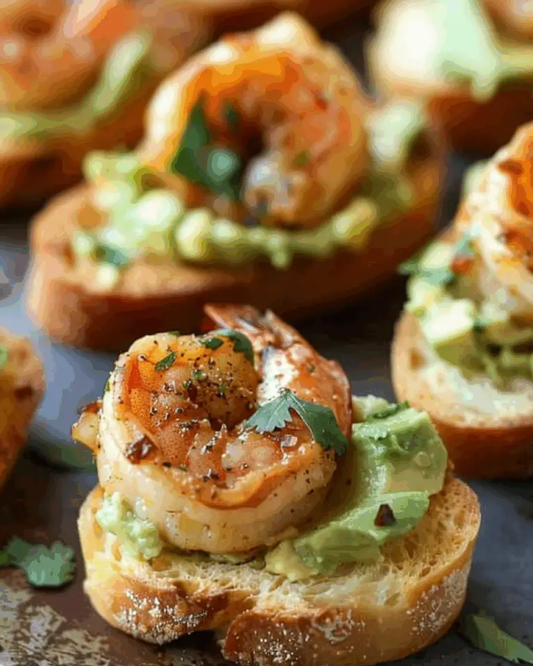 Garlic Shrimp Crostini with Avocado