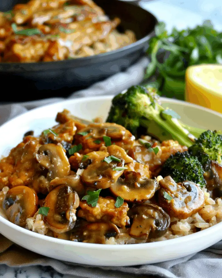 Easy Maple Mustard Tempeh with Mushrooms