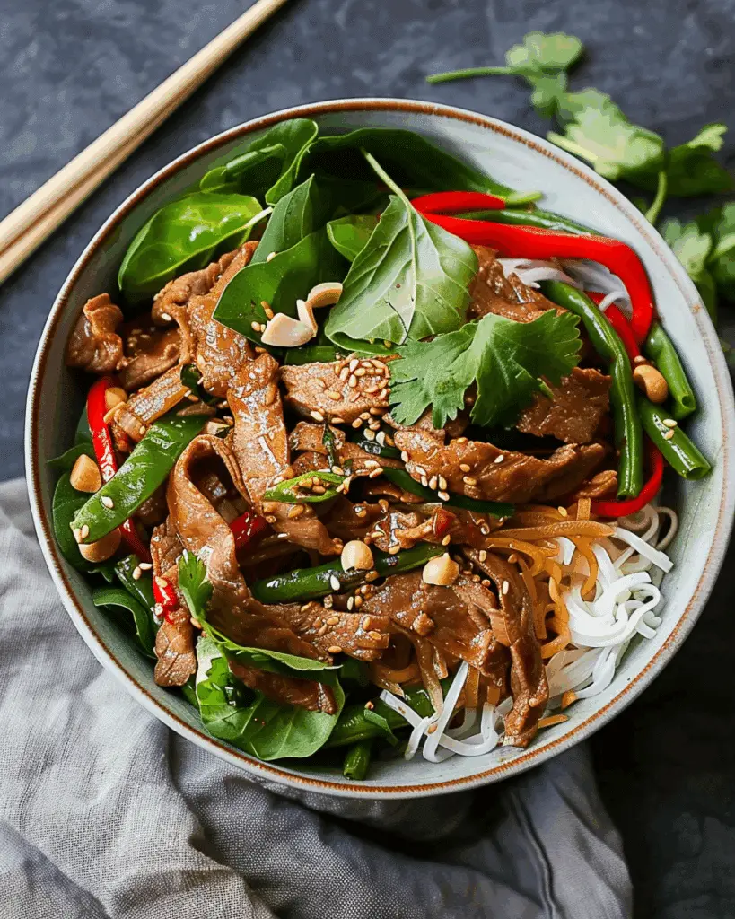 Thai Beef Bowls with Rice Noodles